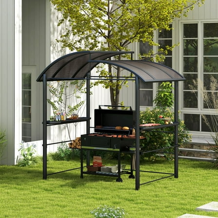 Outsunny 8' x 5' Grill Gazebo Shelter with Vented PC Roof, Side Shleves