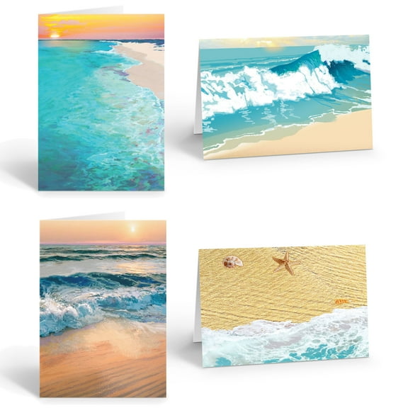 Assorted Blank Beach Note Cards - 12 Beach Note Cards and Envelopes - 14908