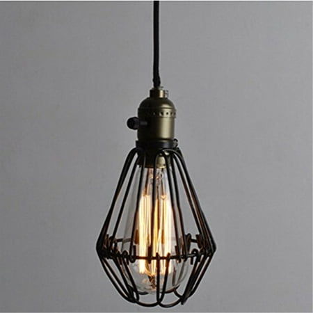 Vintage Pendant Light Wire Metal Cage Ceiling Hanging Lampshade Vintage Pendant Light Wire Metal Cage Ceiling Hanging Lampshade Retro Cafe Bar Lamp Shape E27 Base
