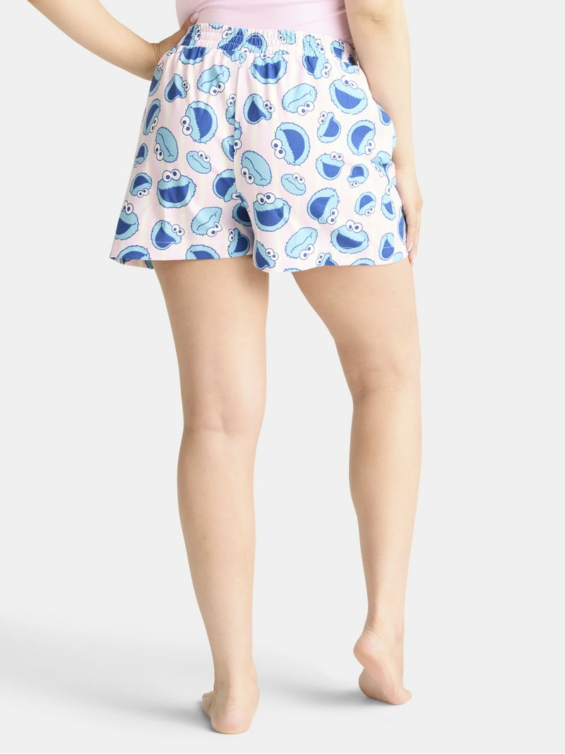 Sesame Street Women's Cookie Monster Graphic Boxer Shorts, 2-Pack