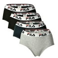 thumbnail image 1 of FILA Women's Hipster - 4 paquetes de calzoncillos, cintura con logotipo, algodón elástico, unicolor Negro/Gris/Marino XL (X-Large), 1 of 4