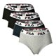 thumbnail image 1 of FILA Women's Hipster - 4 paquetes de calzoncillos, cintura con logotipo, algodón elástico, unicolor Negro/Gris/Marino M (Medium), 1 of 4