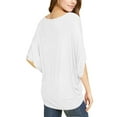 thumbnail image 4 of Made by Johnny Women's Scoop Neck Half Sleeve Batwing Dolman Top L WHITE, 4 of 6