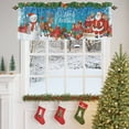 thumbnail image 4 of Merry Christmas Valances for Windows, 54 x 18in, Xmas Santa Elk Snowman Gifts Bell Winter Snowflake Blue Rod Pocket Kitchen Valance Curtain Light Filtering Window Treatments for Living Room Bedroom, 4 of 7