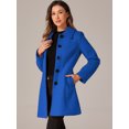 thumbnail image 2 of DARING DIVA Women's Casual Winter Single Breasted Mid Length Overcoat Blue L, 2 of 6