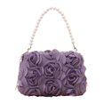 thumbnail image 2 of Clutch Purse For Women Elegant Evening Bags 3D Floral Satin Small Purse With Pearl Beaded Top Handle Detachable Strap, 2 of 5