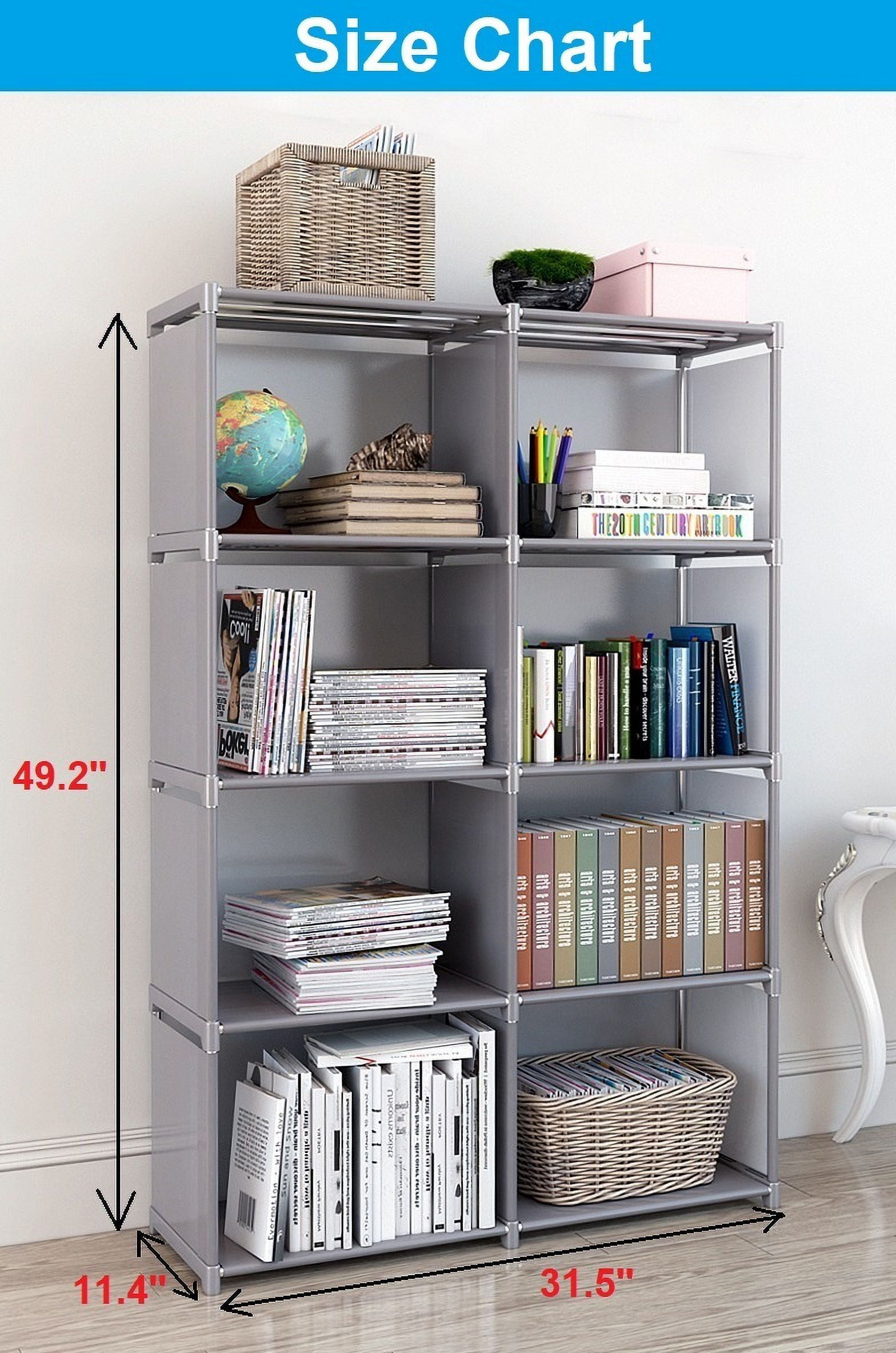 8 Cubes Portable Storage Shelf Organizer, Organization Shelf Unit DIY Boolself Bookcase Closet Cabinet for Bedroom Study Office Home Living Room, Gray