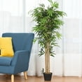 thumbnail image 2 of Gymax Artificial Bamboo Silk Tree Planter Green 5 Feet Holiday Decor, 2 of 7