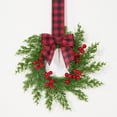 thumbnail image 6 of Mini Christmas Wreath 1pc with Bow, Farmhouse Holiday Decor for Kitchen Cabinets, Small Rustic Wreath for Window, Wall, Shelf and Fireplace Mantel, 6 of 9
