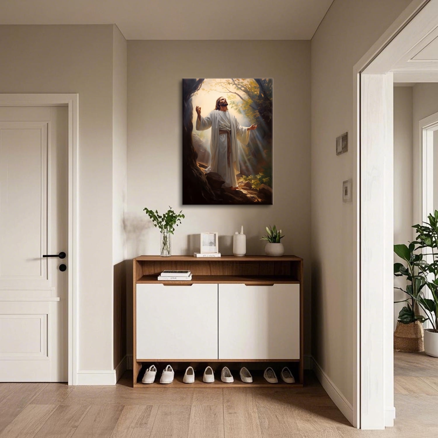 Jesus Canvas Wall Art Christian Wall Decor Picture Painting Jesus Praying in the Garden of Gethsemane Printed Poster for Living Room Bedroom Church Decoration