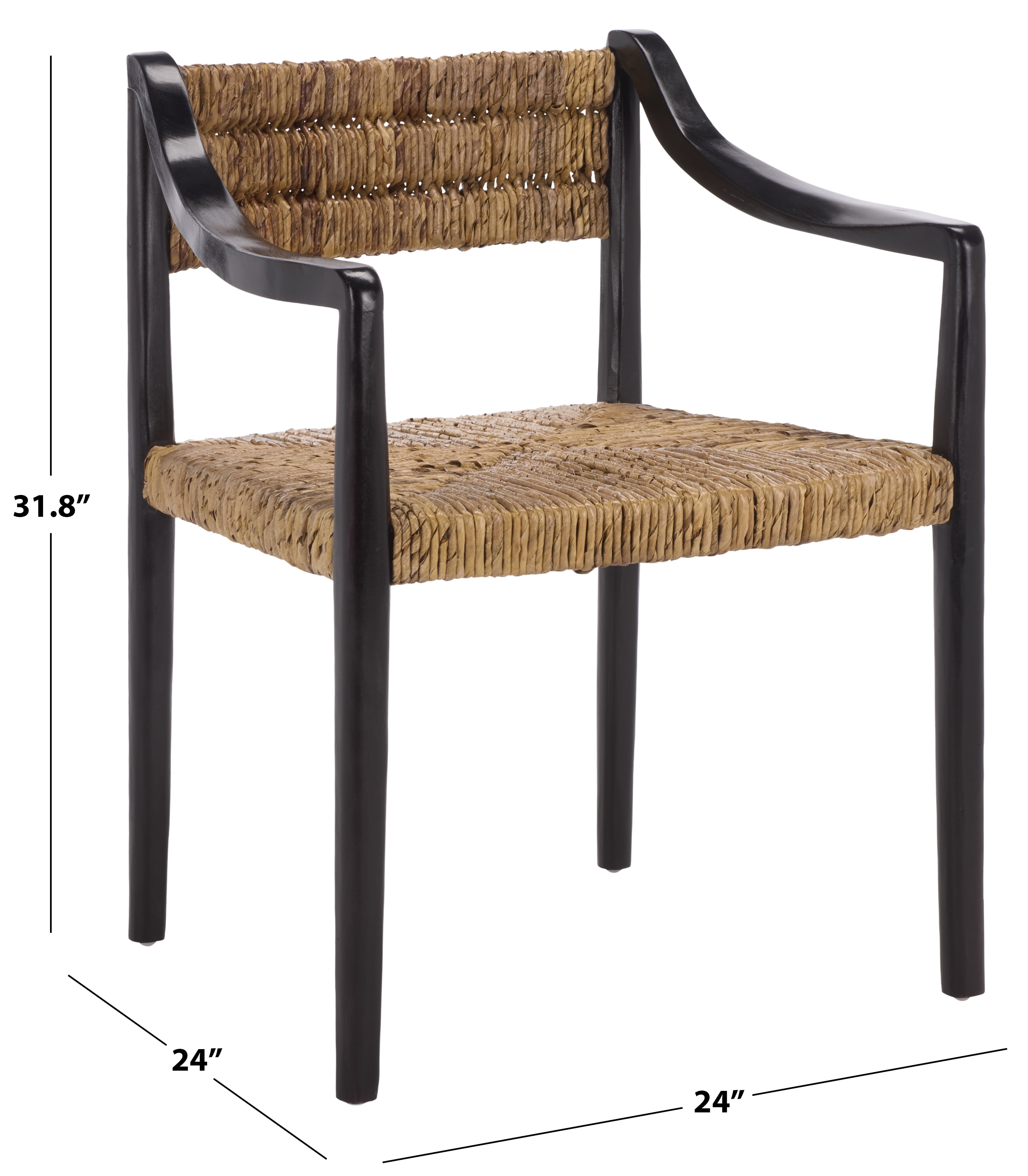 Safavieh Couture Kona Woven Abaca Dining Chair, Black/Natural