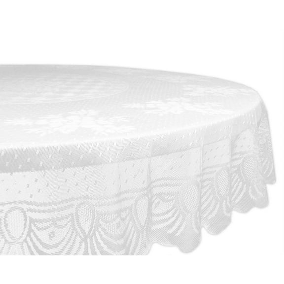 White Floral Polyester Lace Tablecloth 63 Round