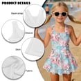 thumbnail image 4 of FOR U DESIGNS Girls' Sleeveless One-Piece Swimsuit Comfortable Tropical Kids Bathing Suit Swimwear Skirted Bathing Suit, Cherry Blossom Marble, 4 of 7