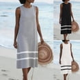 thumbnail image 1 of Sentmoon Robes de Bal pour Femmes Été 2026 Imprimé Rayé Sans Manches Col Rond Robe Bohème pour Femmes Coupe Régulière pour le Travail et le Week-End Blanc m, 1 of 7