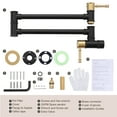 thumbnail image 7 of WOWOW 23.9-inch Wall Mount Folding Stretchable Pot Filler Faucet with Double Handle in Black and Gold, 7 of 7