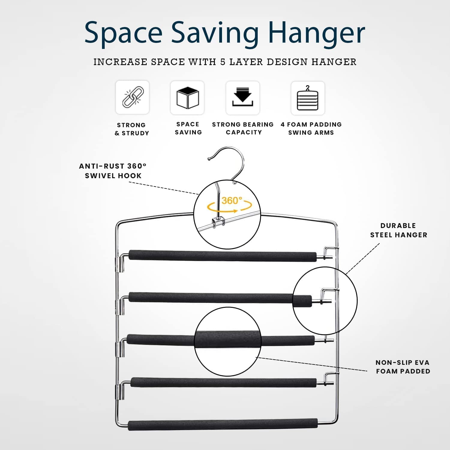 NOGIS Metal Space Saving Hangers for Clothes ,Unique Hook Design