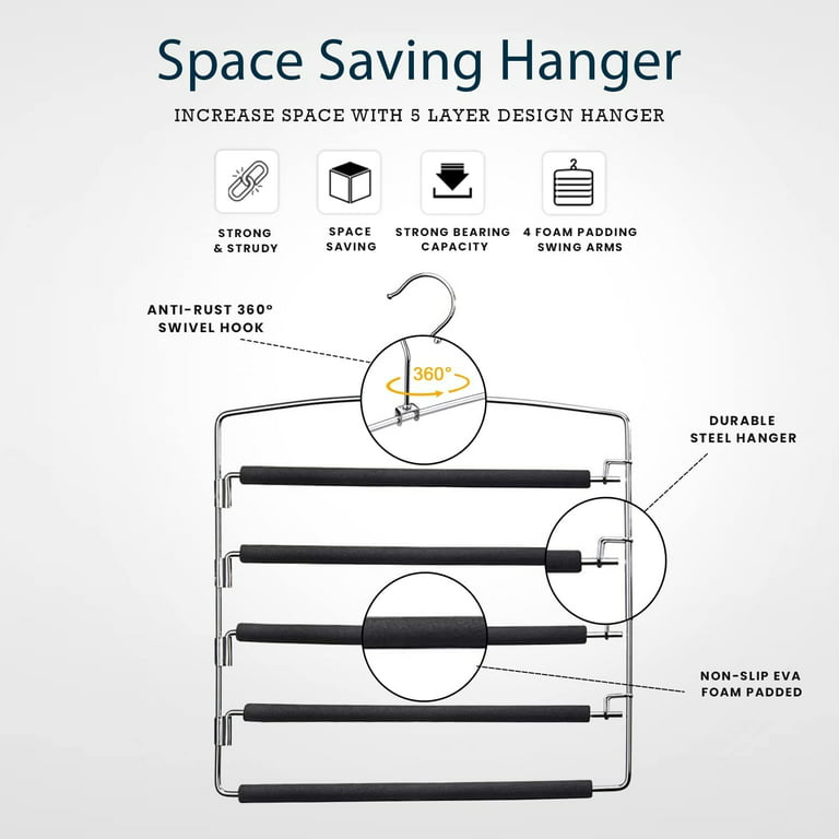 NOGIS Hanger 1 Pack Multilayer Anti-Slip Clothes Rack Space Saving