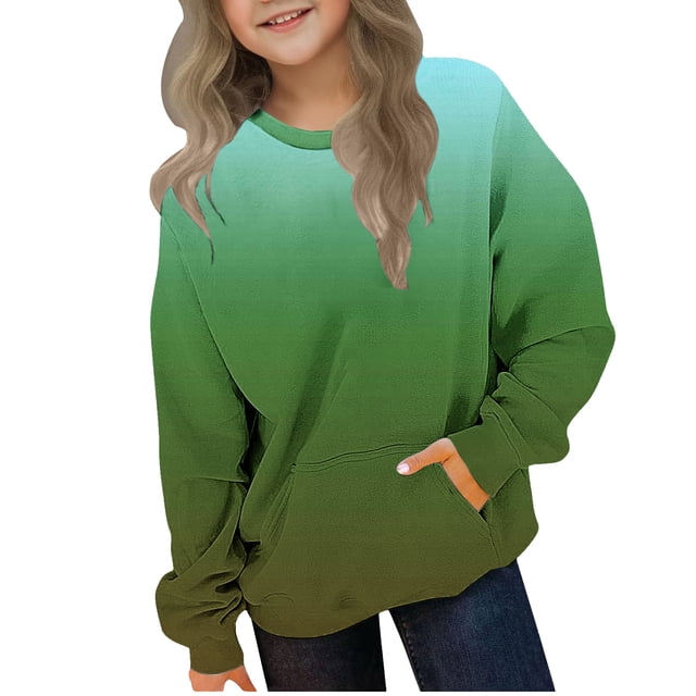 zbxnLI Chandail en Molleton à Col Rond pour Enfants Garçons Filles Manches Longues Léger 2-12 Ans
