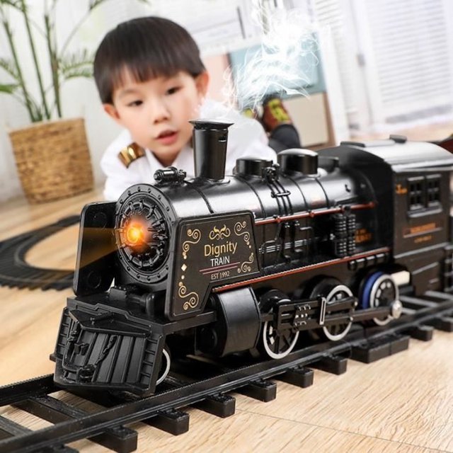 Rails Jouets de Train Électriques Télécommande Modèle de Train Ensemble Trains Dynamiques à Vapeur Ensemble de Trains RC Modèle de Simulation Jouet