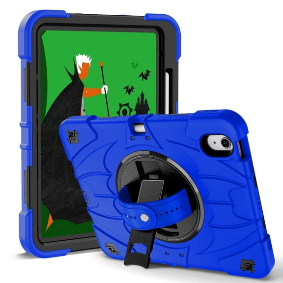 Allytechgroup for iPad 11th Generation 2025 11-inch/10th Generation 2022 10.9-inch Case with Pencil Holder, Heavy Duty Shockproof Case with Shoulder Strap Kickstand Shockproof Protective, Blue