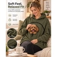 thumbnail image 5 of Pet Pouch Hoodie for Women, Cat Dog Carrier Sweatshirt with Easy-Clean Zipper Pet Pouch, Oversized Long Sleeve Pullover(Army Green,2XL), 5 of 9