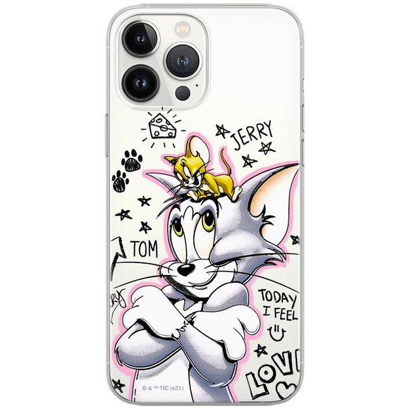 Mobile phone case for Apple IPHONE 12 / 12 PRO original and officially Licensed Tom & Jerry pattern Tom and Jerry 004 optimally adapted to the shape of the mobile phone, partially transparent
