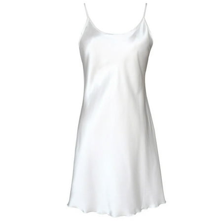 

AOOOWER Women s Satin Nightdress Sexy Lotus Hem Sling Dress Chemise Mini Nightgown