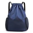 thumbnail image 1 of Mochila con cordón, bolsa de cuerdas, bolsa de gimnasio ligera, mochila deportiva, azul oscuro, 1 of 6