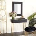 thumbnail image 2 of DecMode 31" x 31" Black Wood Single Drawer Console Table with Mirror, 2-Pieces, 2 of 9