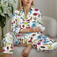 thumbnail image 6 of Pofeuu Summer Print Womens Pajamas Set Long Sleeve Sleepwear Button Down Nightwear Soft Pj Lounge Sets Button Down Pajamas Women-XX-Large, 6 of 7