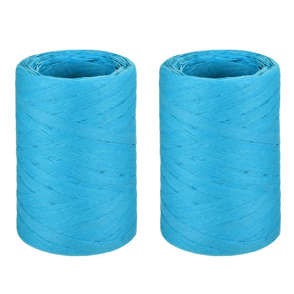 Raffia Paper Ribbon 98 Yard Raffia String Paper Rope Handmade Paper Craft Cord Sky Blue / 2 Pcs