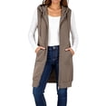thumbnail image 5 of Turilly Women's Mid-Length Hooded Sleeveless Waistcoat Full Zip Casual Vest with Pockets Longline Outerwear Jacket for Fall Daily Outings, 5 of 6