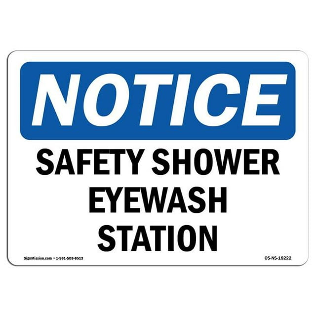 SignMission OS-NS-A-1218-L-18222 12 x 18 in. OSHA Notice Sign - Safety Shower Eyewash Station