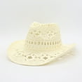 thumbnail image 3 of Yigetop Straw Cowboy Hats for Women, Soft Beach Hats Women's Outdoor Sun Hats Fashionable Hats Hand Woven Hats Cowgirl Hat Light Yellow One Size, 3 of 10