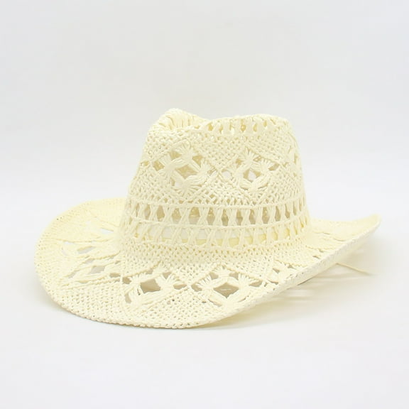 Womens Cowboy Hat Soft Beach Hats Outdoor Sun Hats Fashiona Hats Hand Woven Hats