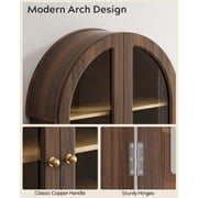 EYYTHUNG Modern Arched Wall Cabinet, Farmhouse Bathroom Storage Cabinet Large Medicine Cupboard with Adjustable Shelf, Brown Oak