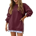 thumbnail image 5 of Side Zipper Sweatshirts for Women 2025 Long Sleeve Crewneck Plain Sweatshirt Pullover Tops Fall Winter Outfits, 5 of 6