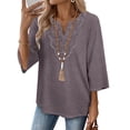 thumbnail image 3 of WIHOLL 3/4 Length Sleeve Summer Tops for Women Trendy Blouses V Neck Lace Shirt Beach Vacation Cruise Outfits, 3 of 11