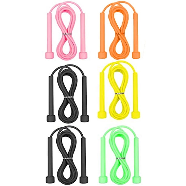 style3 Cuerda para saltar para niños, paquete de 6 cuerdas para saltar ligeras ajustables para deportes, ejercicio y mantenerse en forma
