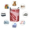thumbnail image 4 of Balery Striped Meat Cesta de ropa redonda con asas, impermeable, independiente, para ropa, juguetes, dormitorio y familia-Small, 4 of 6