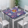 thumbnail image 3 of Blue Pioneer Flower and Paisley Pattern Square Fitted Tablecloth with Elastic Edge,Square Table Cover,Washable Elastic Table Cover for Home Kitchen Party Decor 36"x36", 3 of 6