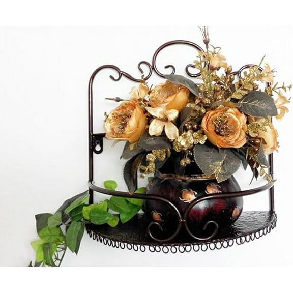 Nvzi-a Bathroom Iron Black Wall Mounted Shelf Iron Rustic Wall Shelf Organize (Bronze), 12.2 x 5.9 x 11.4 inches