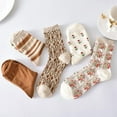 thumbnail image 3 of YooGuoGuo 5 Pack Cute Floral Patterned Ruffle Cotton Ankle Socks Cottagecore Breathable Crew Socks Fairy Grunge Preppy Socks, 3 of 7