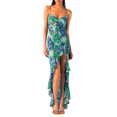 thumbnail image 1 of VISgogo Vestido largo sin mangas de verano para mujer, vestido ajustado con dobladillo con volantes y estampado de mariposas de corte bajo con correa de espagueti para la playa VISgogo moda, 1 of 9