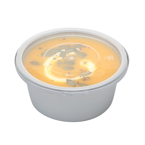 Restaurantware-Futura 8.5 Ounce Meal Prep Bowls With Lids, 100 Tamper-Evident To Go Bowls - Microwavable, Disposable, Silver Plastic Food Containers With Lids