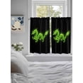 thumbnail image 3 of Dragon Flames Bathroom Window Curtain, Green Dragons Abstract Modern Art Light Filtering Coffee Kitchen Curtains, Bedroom Living Room Curtains 2 Panel 84"x45", 3 of 6