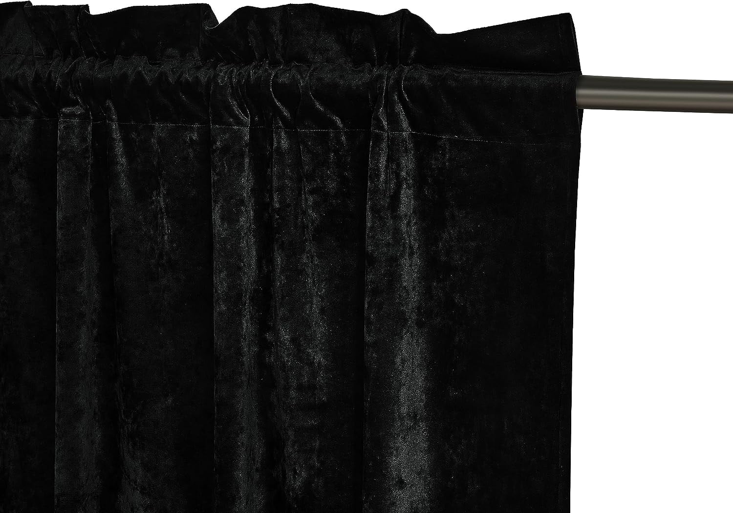 Chezmoi Collection Lux Black Crushed Velvet Curtains 2 Panel Set, Room Darkening Luxury Distressed Velvet Rod Pocket Window Drapes for Living Room Bedroom 50" W x 96" L