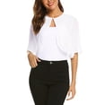 thumbnail image 4 of YDFCWXW Women Shrug Soft Chiffon Open Front Sheer 3/4 Sleeve Bolero Cardigan White, S, 4 of 4