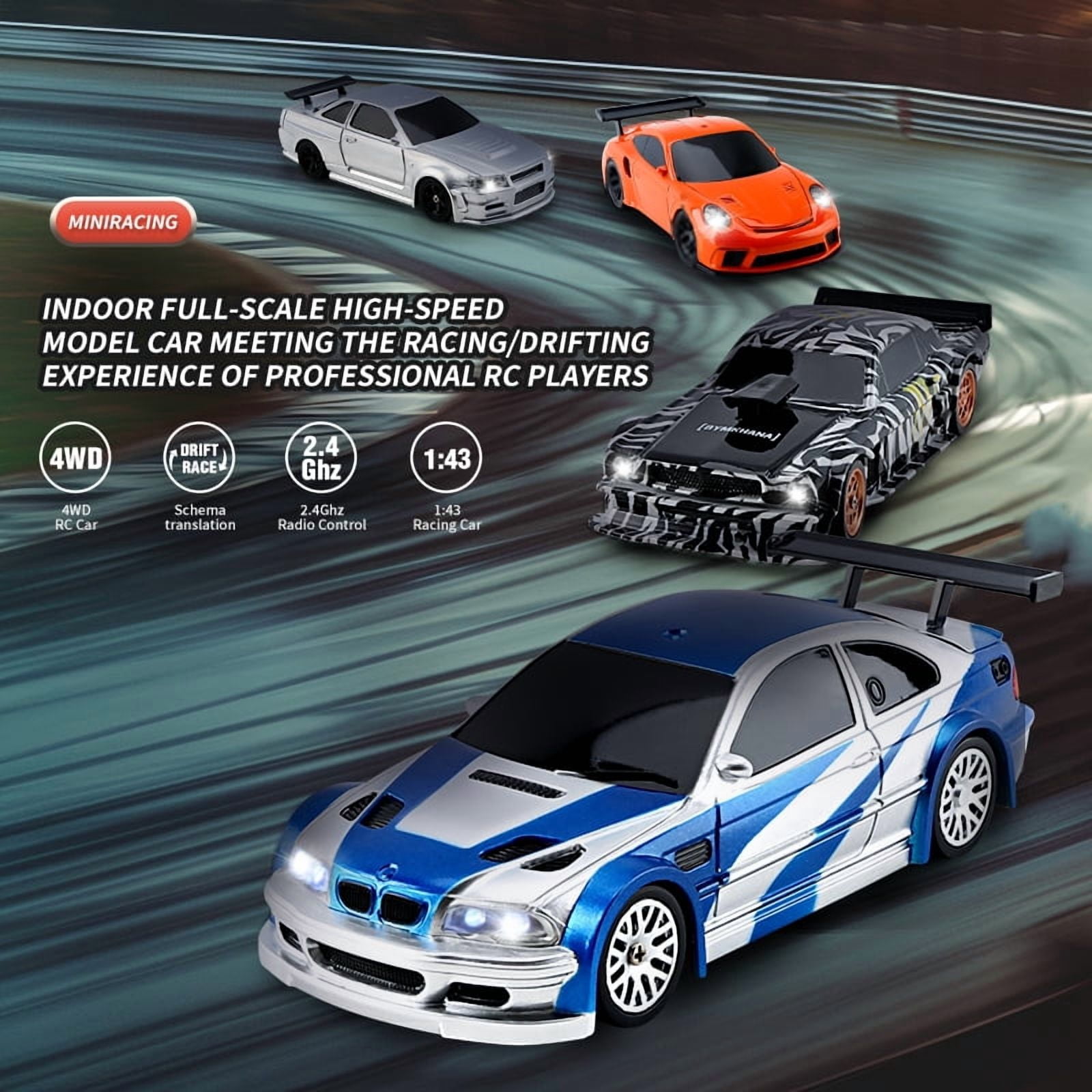 Upgraded With Gyro 1/43 Mini RC Drifting Car Racing RTR 4WD High Speed Radio Control Model 2.4G Drift Race Vehicle Mini Gifts Toys For Children Boy