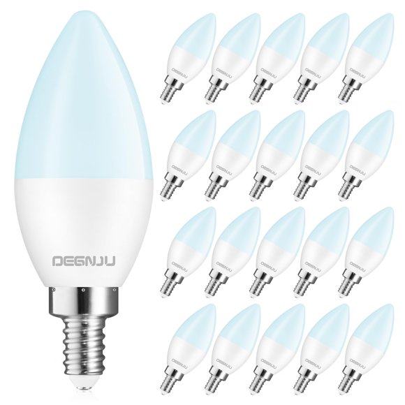 Bombillas tipo candelabro DEGNJU, paquete de 20, 5,5 W, 5000 K, E12, 120 V